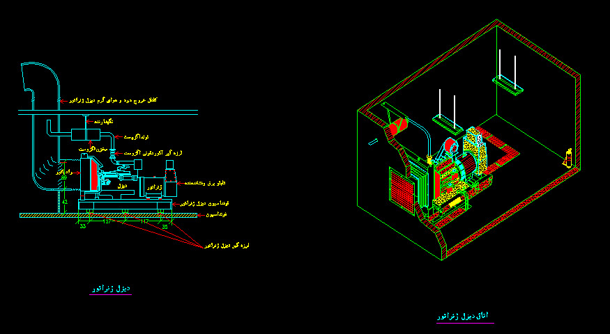 دانلود نقشه اتوکد دتیل دیزل ژنراتور
